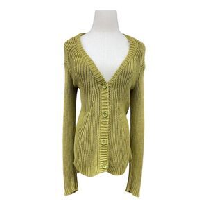 Caslon Green Knit V Neck Button Front Cardigan Sweater Size S
